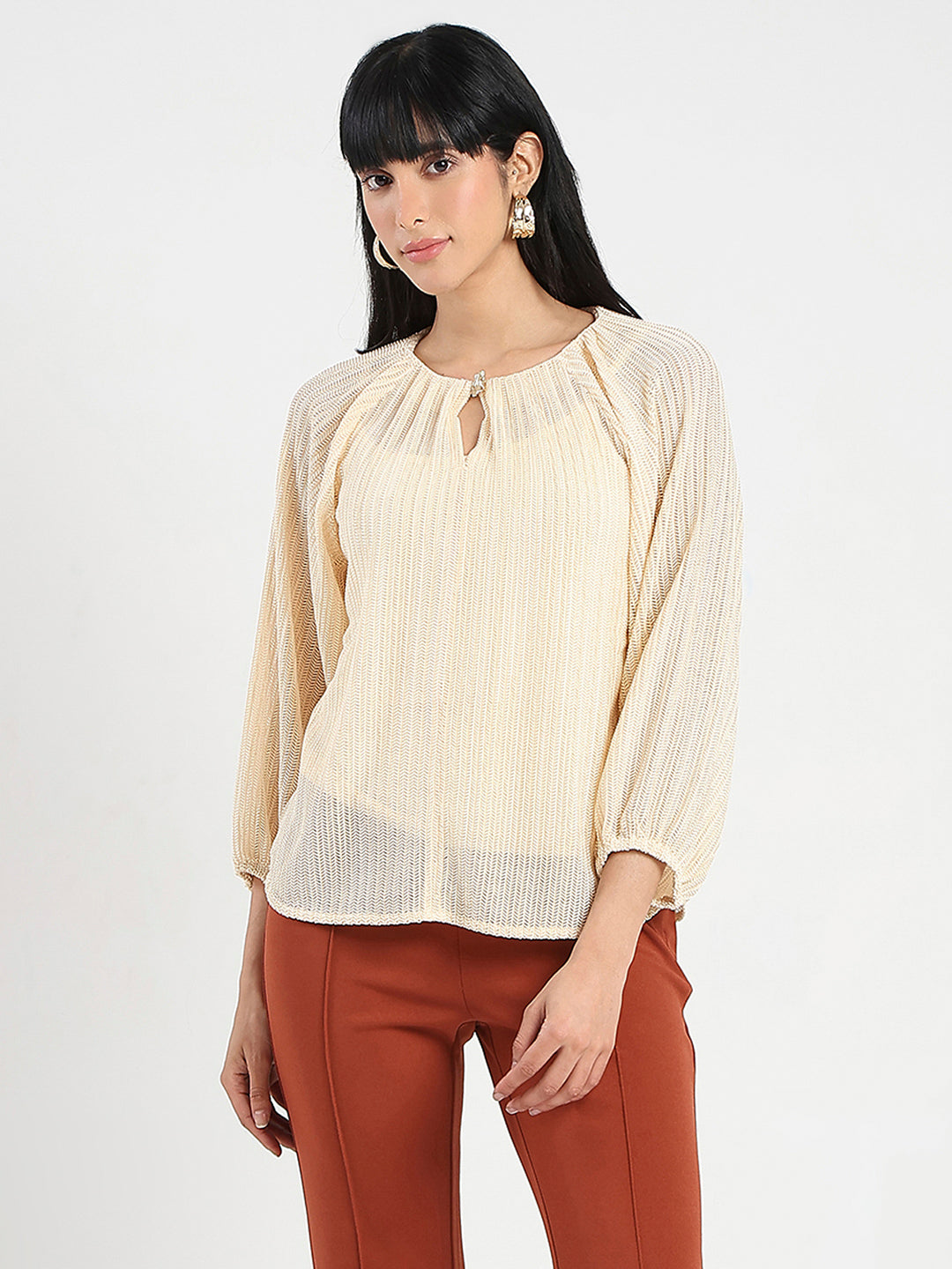 Madame Beige Rayon Blend Top
