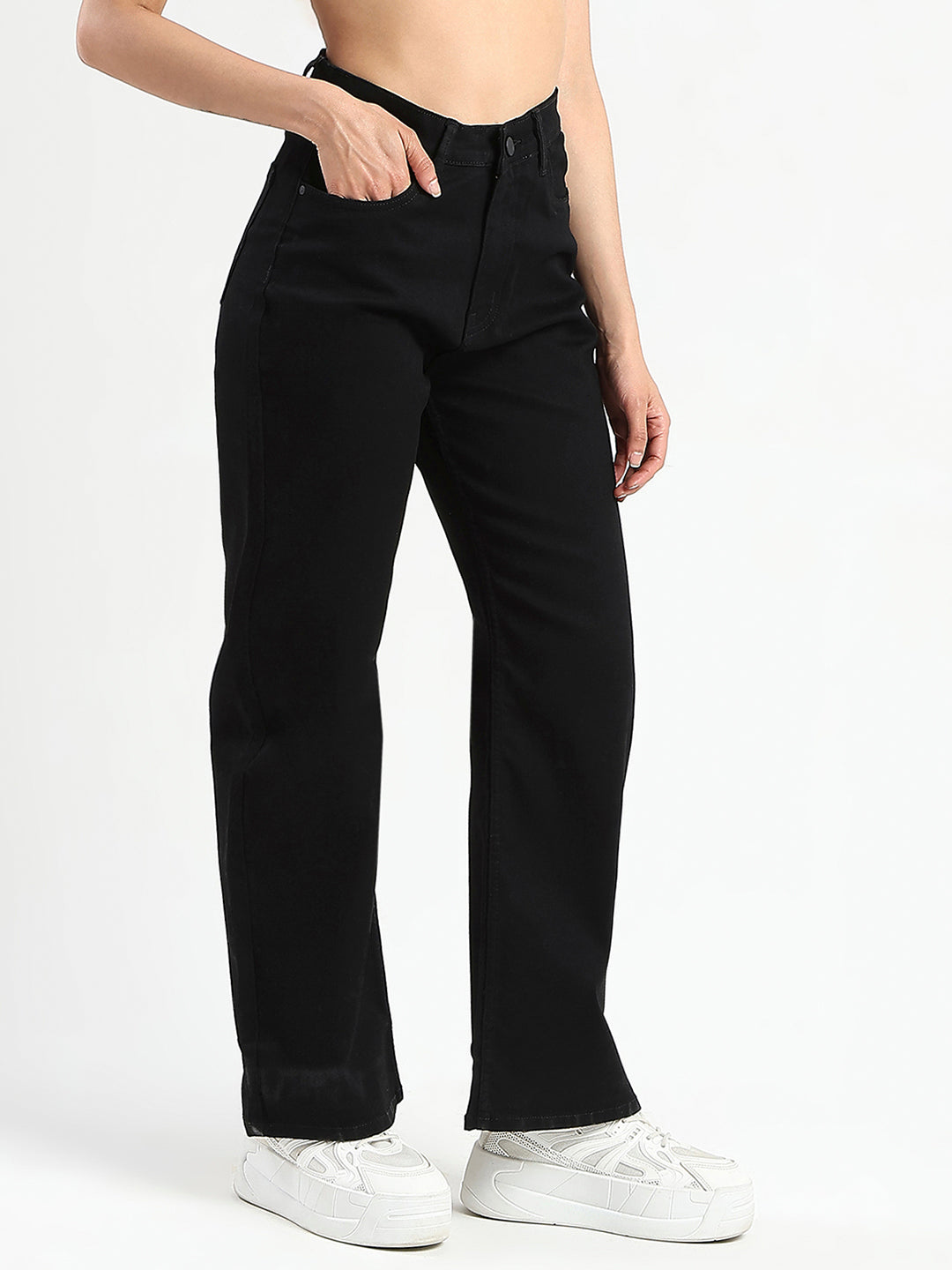 Madame Stone Wash Wide Leg Black Jeans