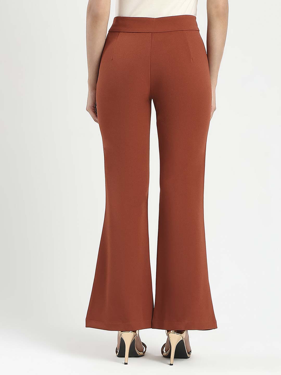 Madame Front Seam Detail Rust Red Wide Leg Trousers