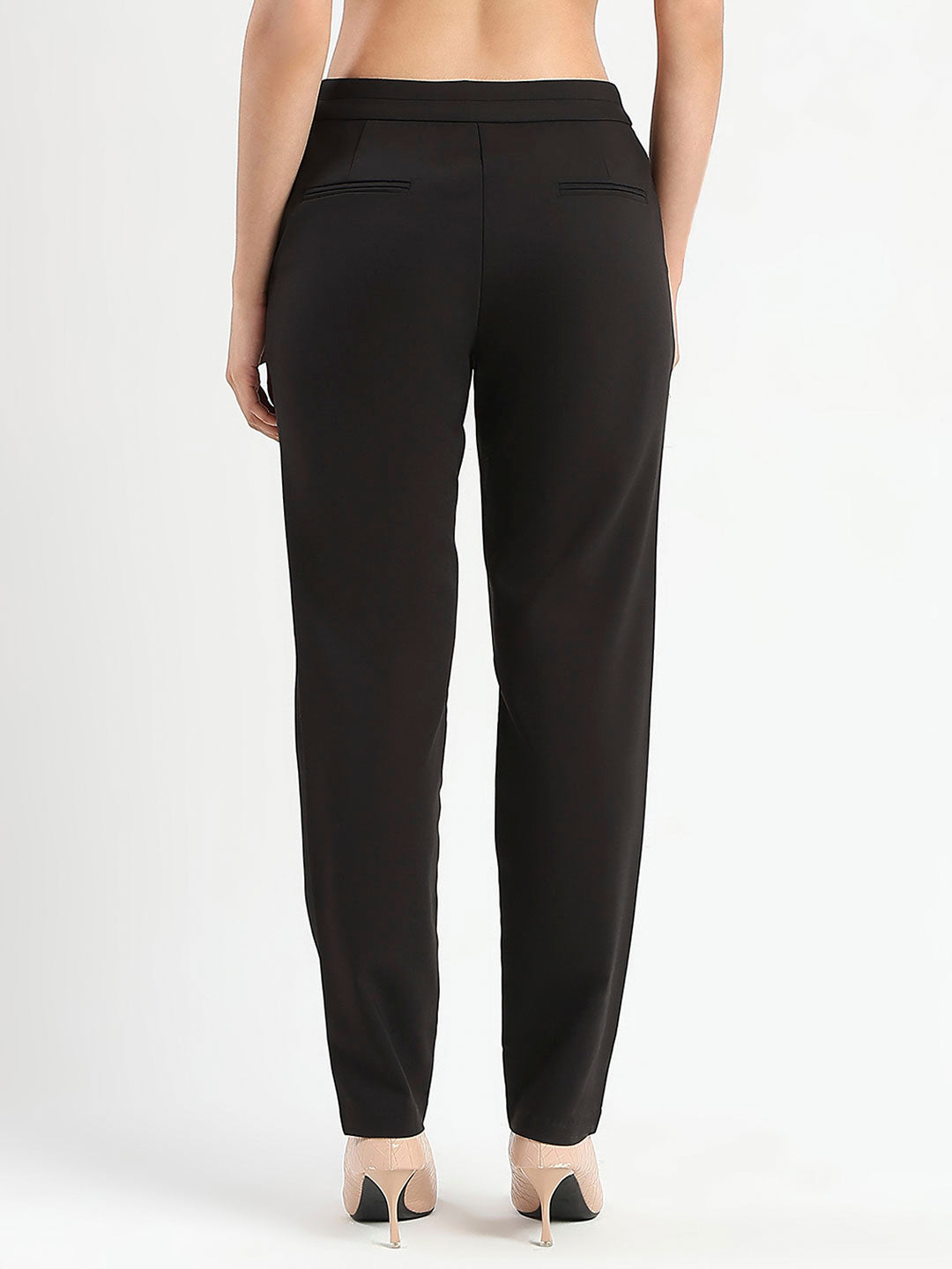 Madame High-Waist Cotton Blend Black Trousers
