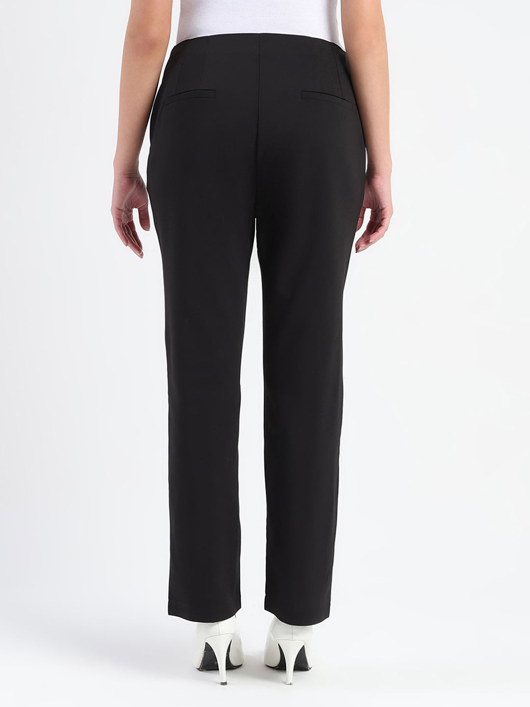 Madame Alex Front Pintuck Detailed Black Trousers