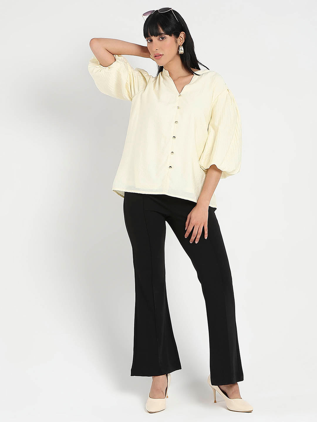 Madame Side Zipper Flared Black Knitted Moss Trousers