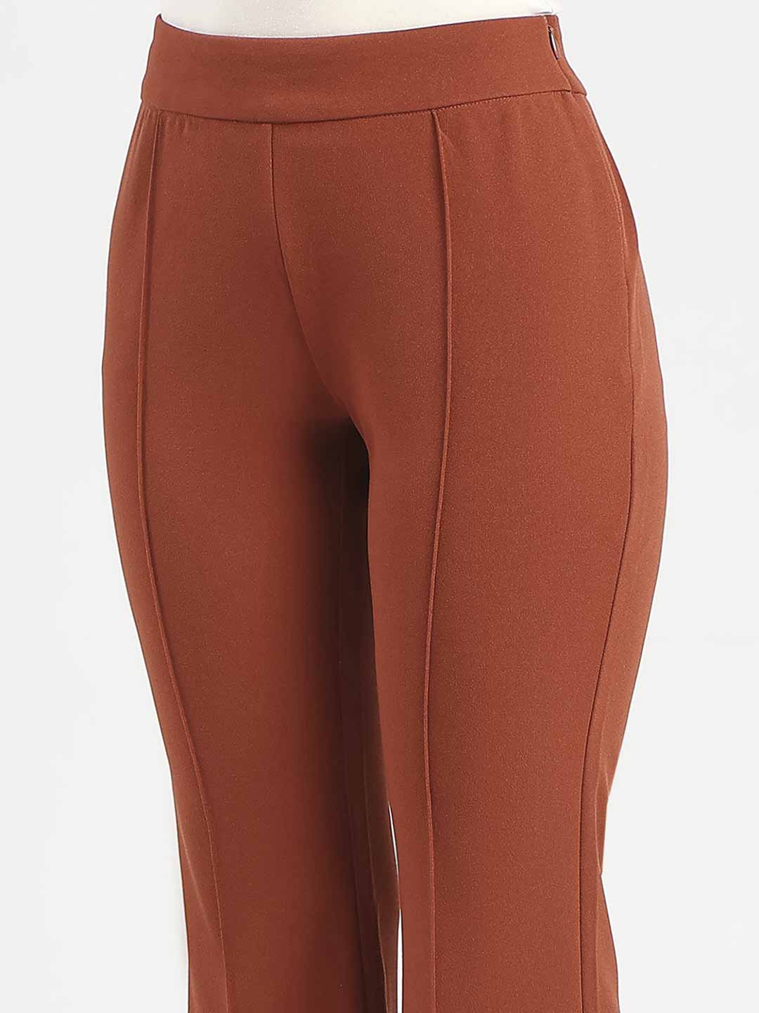 Madame Front Seam Detail Rust Red Wide Leg Trousers