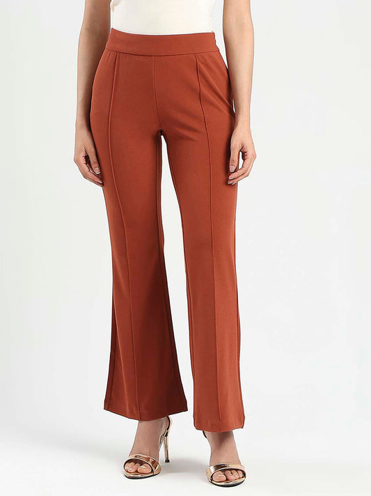 Madame Front Seam Detail Rust Red Wide Leg Trousers