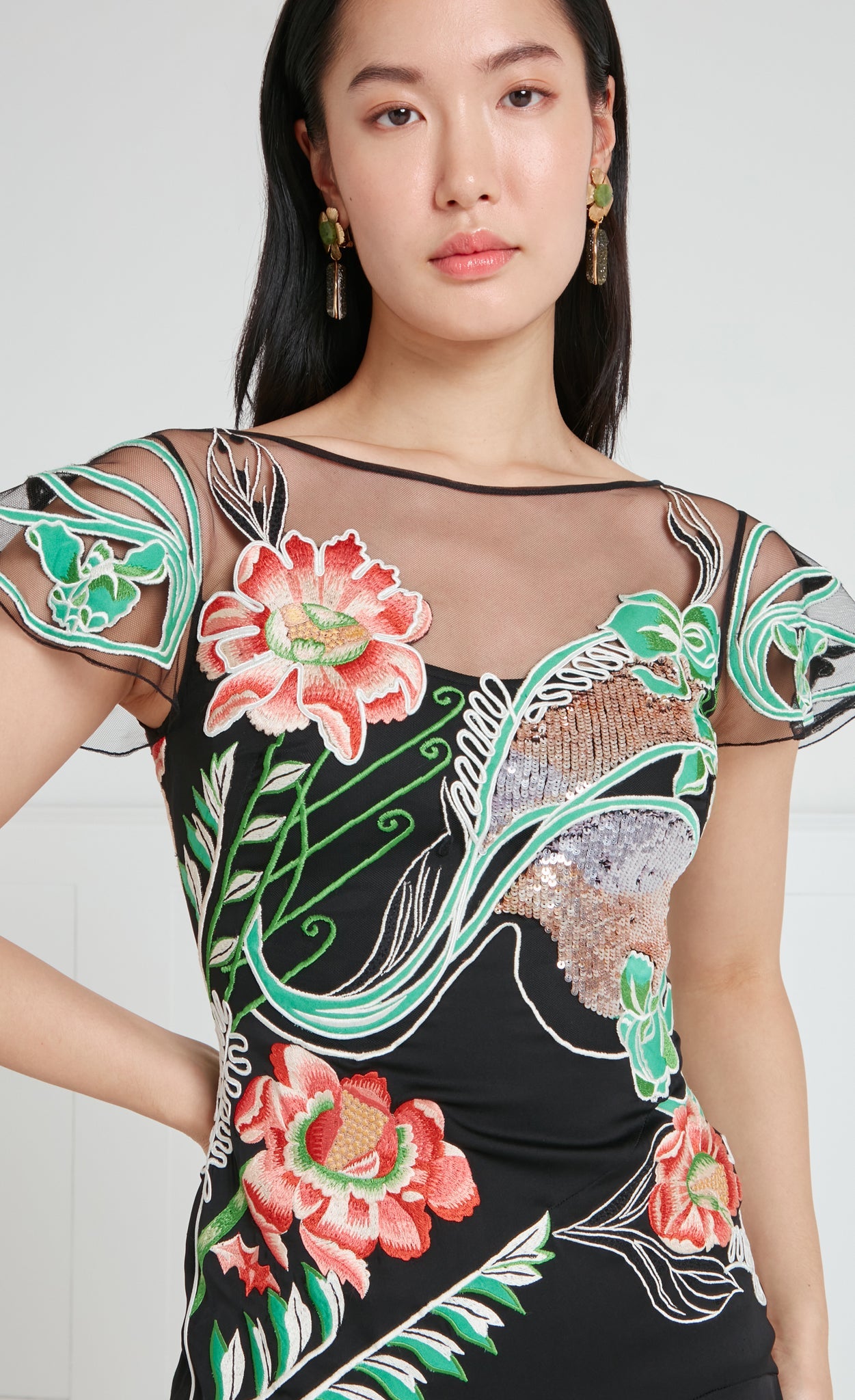 Gracia Ruffle Gown - Black