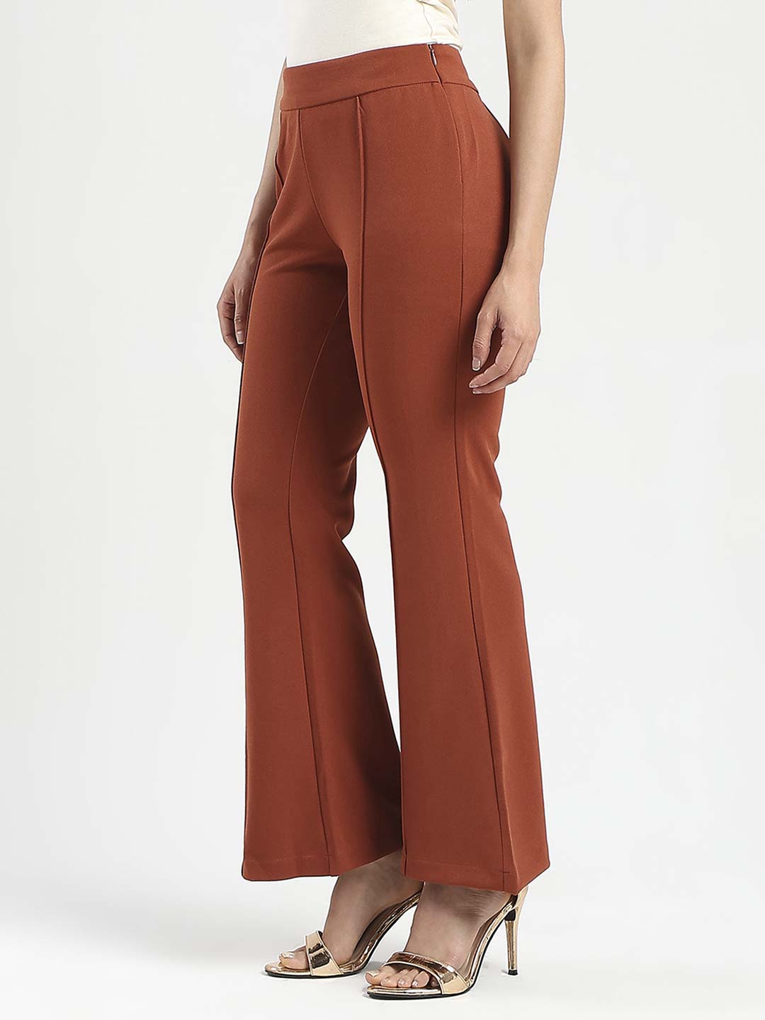 Madame Front Seam Detail Rust Red Wide Leg Trousers