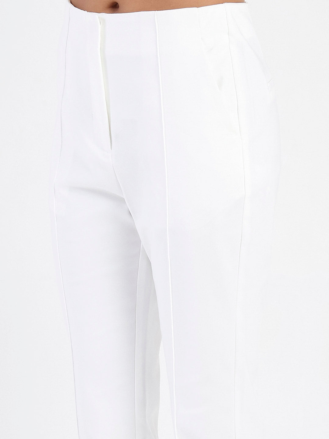 Madame Alex Front Pintuck Detailed White Trousers