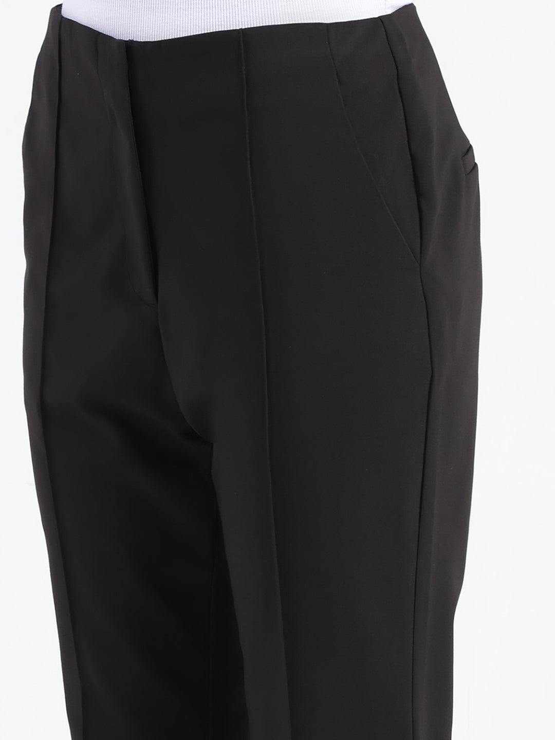 Madame Alex Front Pintuck Detailed Black Trousers
