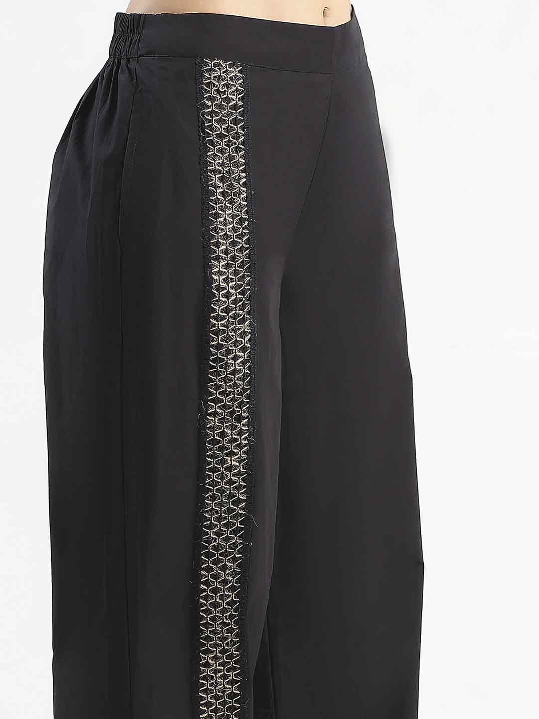 Madame Textured Shirt and Bottoms Black Co-ord Set