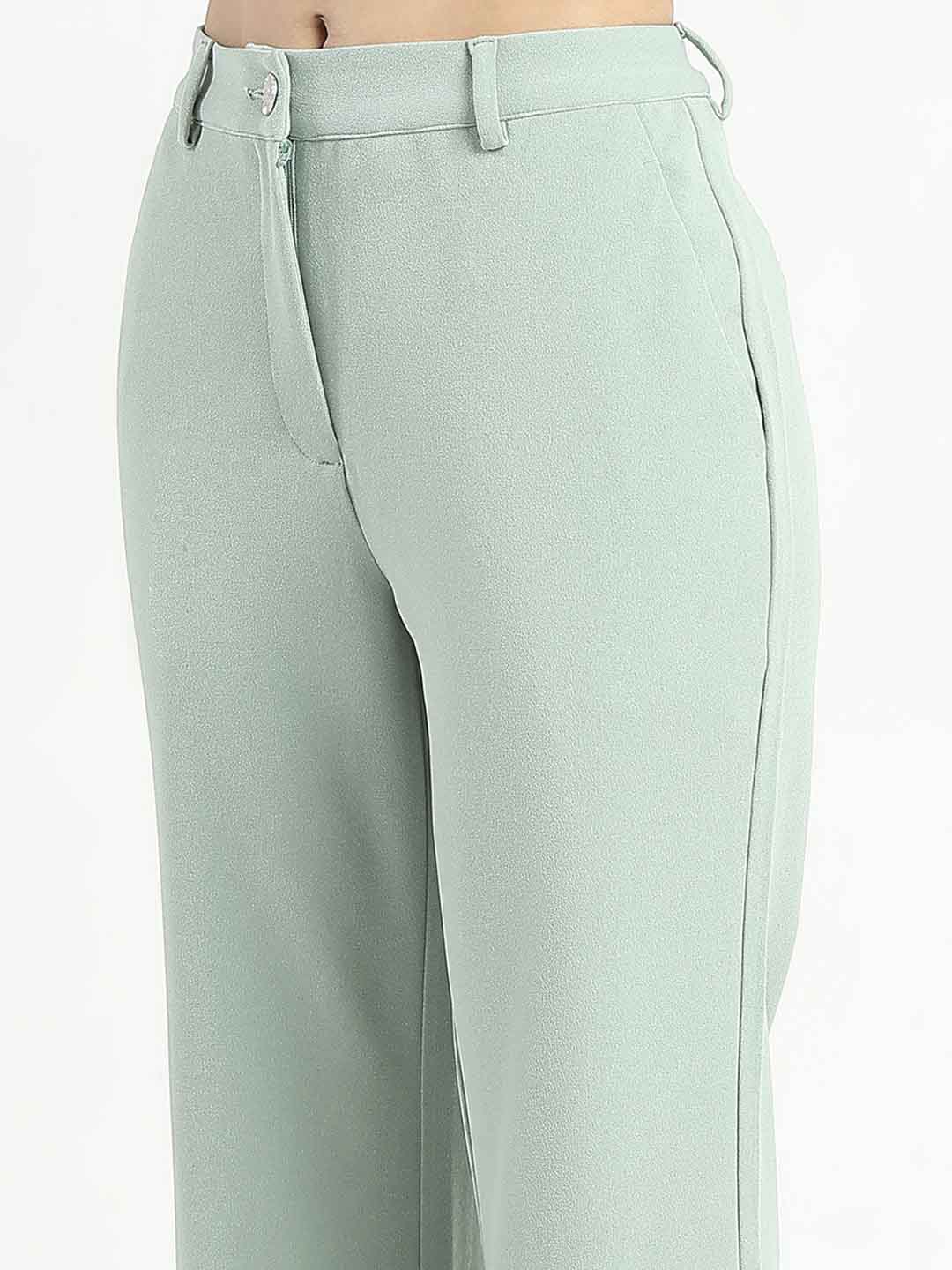 Madame Crop Top and Side Slit Trousers Knit Moss Olive Green Co-ord Set